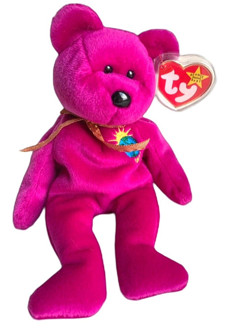 TY Beanie Baby Millennium Bear Plush Tag Errors Plus Protector